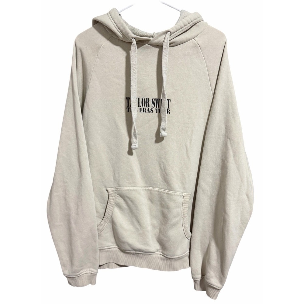 Taylor Swift The Eras Tour Hoodie Concert Pullover Sweatshirt Cream Size Large